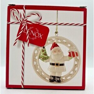 Lenox Pierced Figural Santa Christmas Ornament Bone China 24K Gold Accent 890028